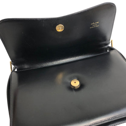 CELINE Horse Carriage Leather Two-way Handbag Shoulder bag Black Vintage fditxc