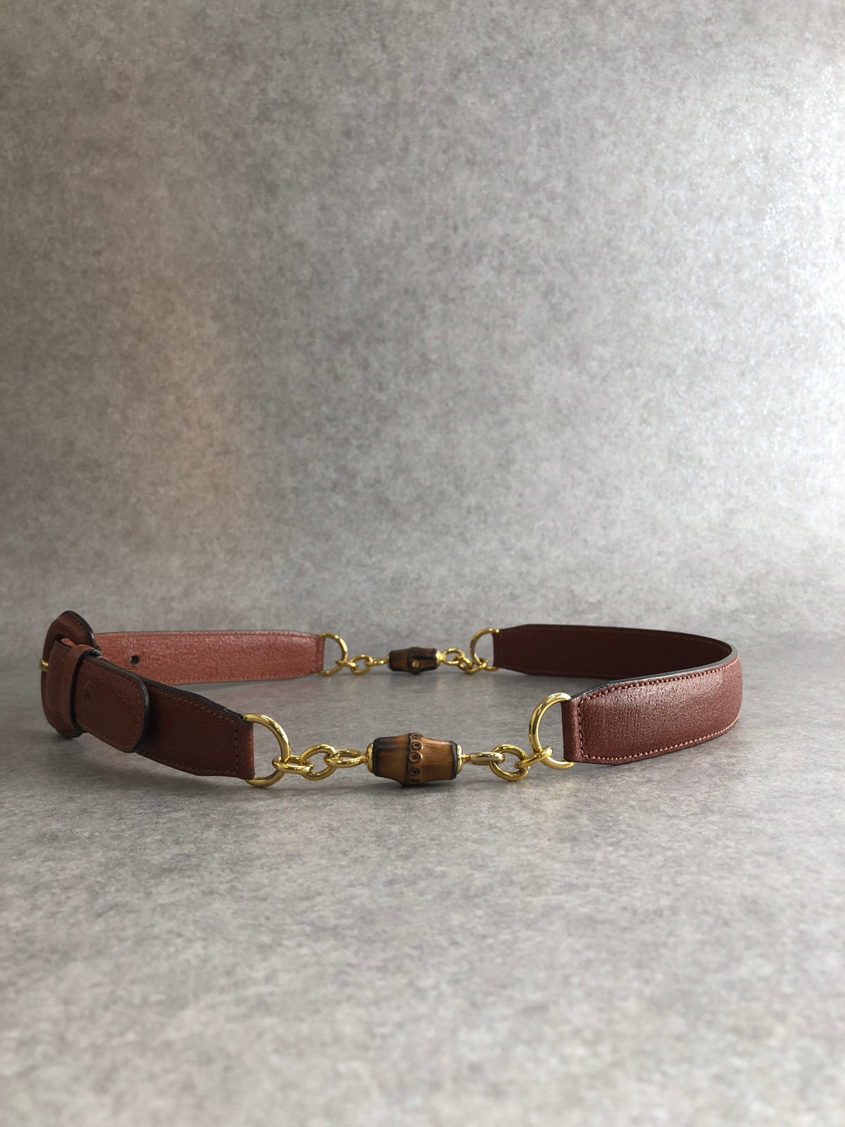 GUCCI Bamboo Belt Brown Vintage ybzhs2