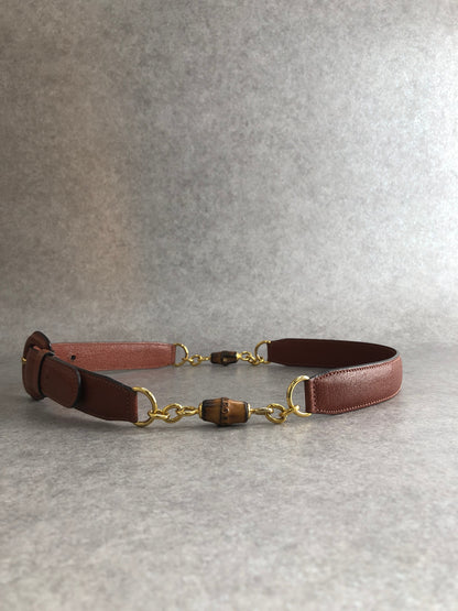 GUCCI Bamboo Belt Brown Vintage ybzhs2