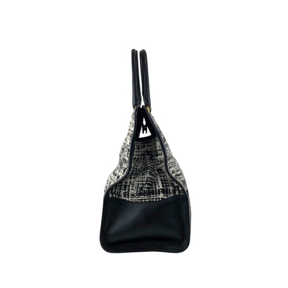 PRADA Triangle Logo Handbag White×Black Vintage xpzwfz