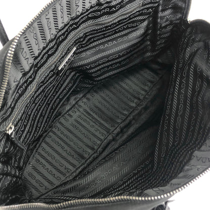 PRADA Tessuto Triangle Logo Padlock Boston bag Handbag Black Vintage 5ybv5s