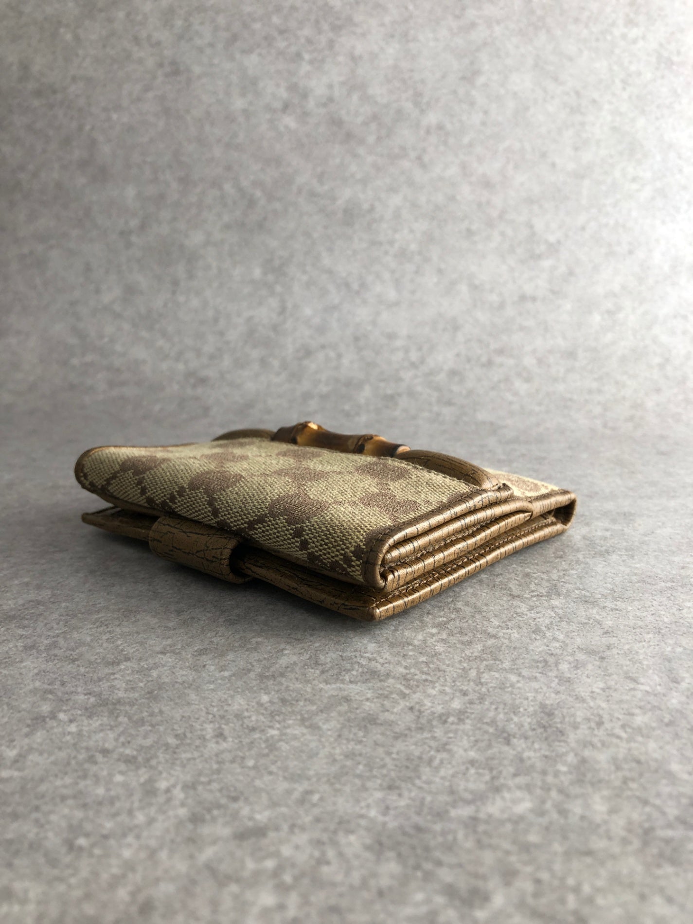 GUCCI Bamboo GG Canvas Folded Wallet Brown Vintage nex8st