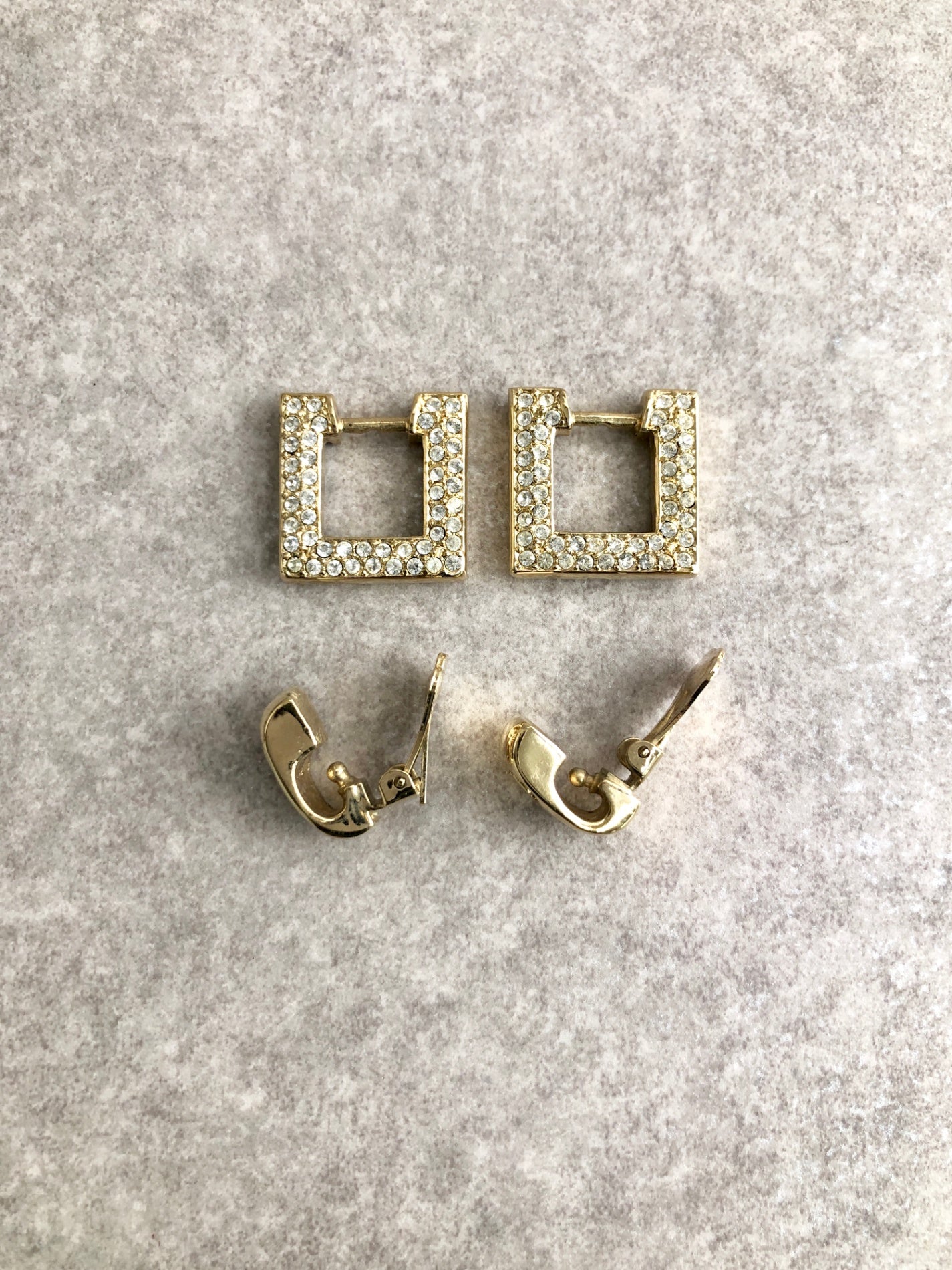 Christian Dior Rhinestone Necklace Earrings Gold Vintage kzzjhg