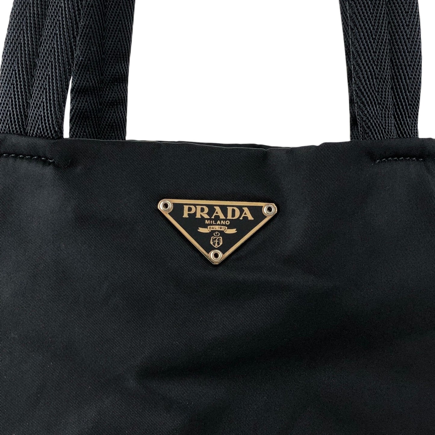 PRADA Tessuto Triangle Logo Totebag Black Vintage 4ica5v