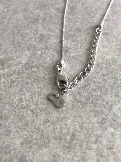 Christian Dior Logo Charm Necklace Silver Vintage x2sxgr