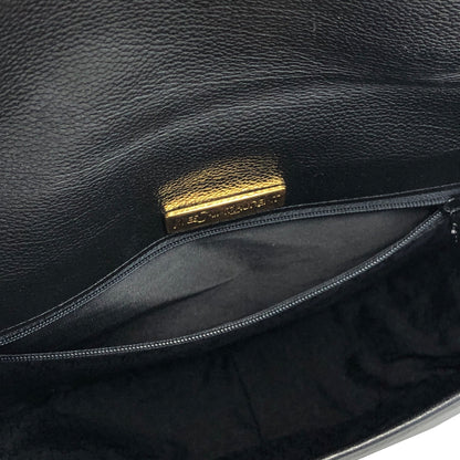 Yves Saint Laurent YSL Logo Leather Crossbody Shoulder bag Black Vintage 6bbpkn