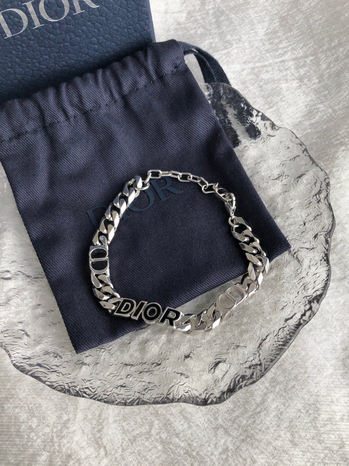 Christian Dior Logo Motif Bracelet Silver Vintage nympwb