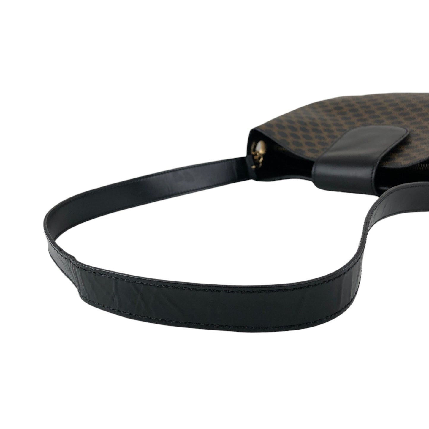 CELINE Macadam Toggle Clasp Shoulder bag Black Vintage fphffk