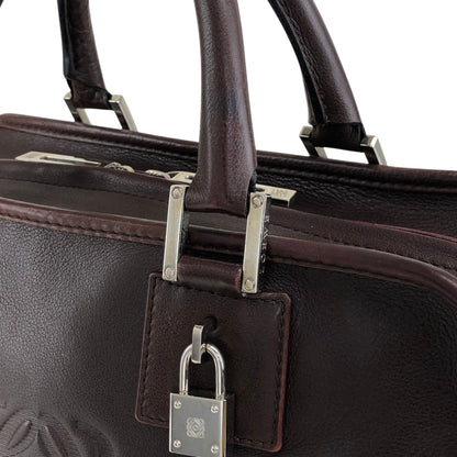 LOEWE Amazona Anagram Small Boston bag Handbag Brown Vintage mc3mx6