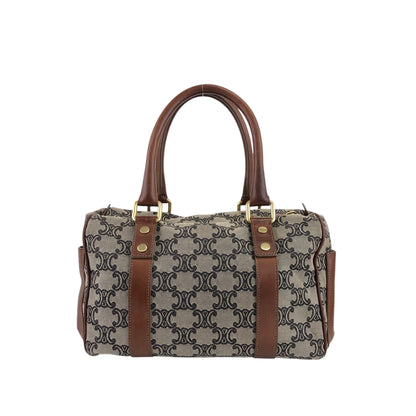 CELINE Blason Small Boston bag Handbag Beige Vintage ypu3vy