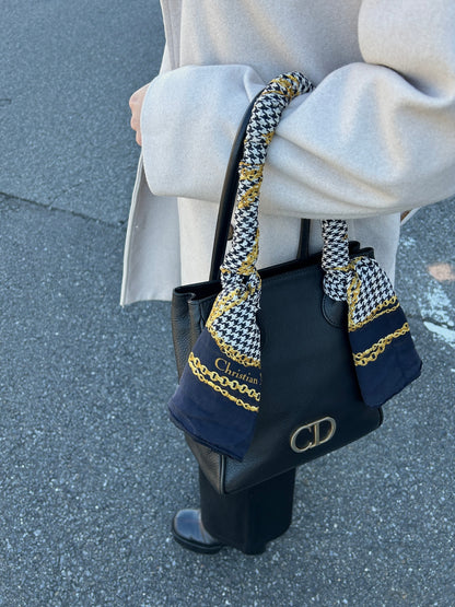 Christian Dior Scarf Black×White SILK100% Vintage hrv56r