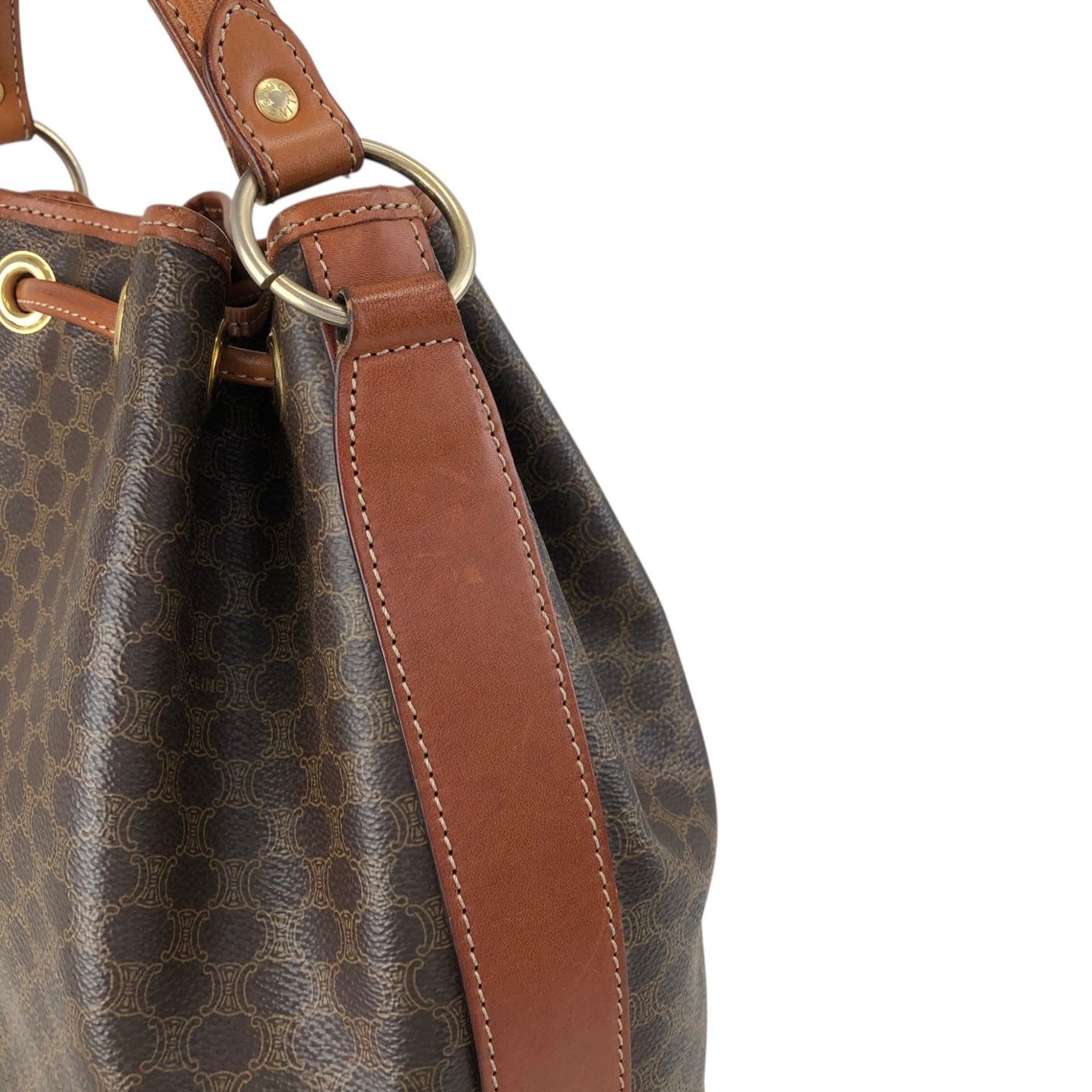 CELINE Macadam Two-way Drawstring Handbag Shoulder bag Brown Vintage ifb2i4