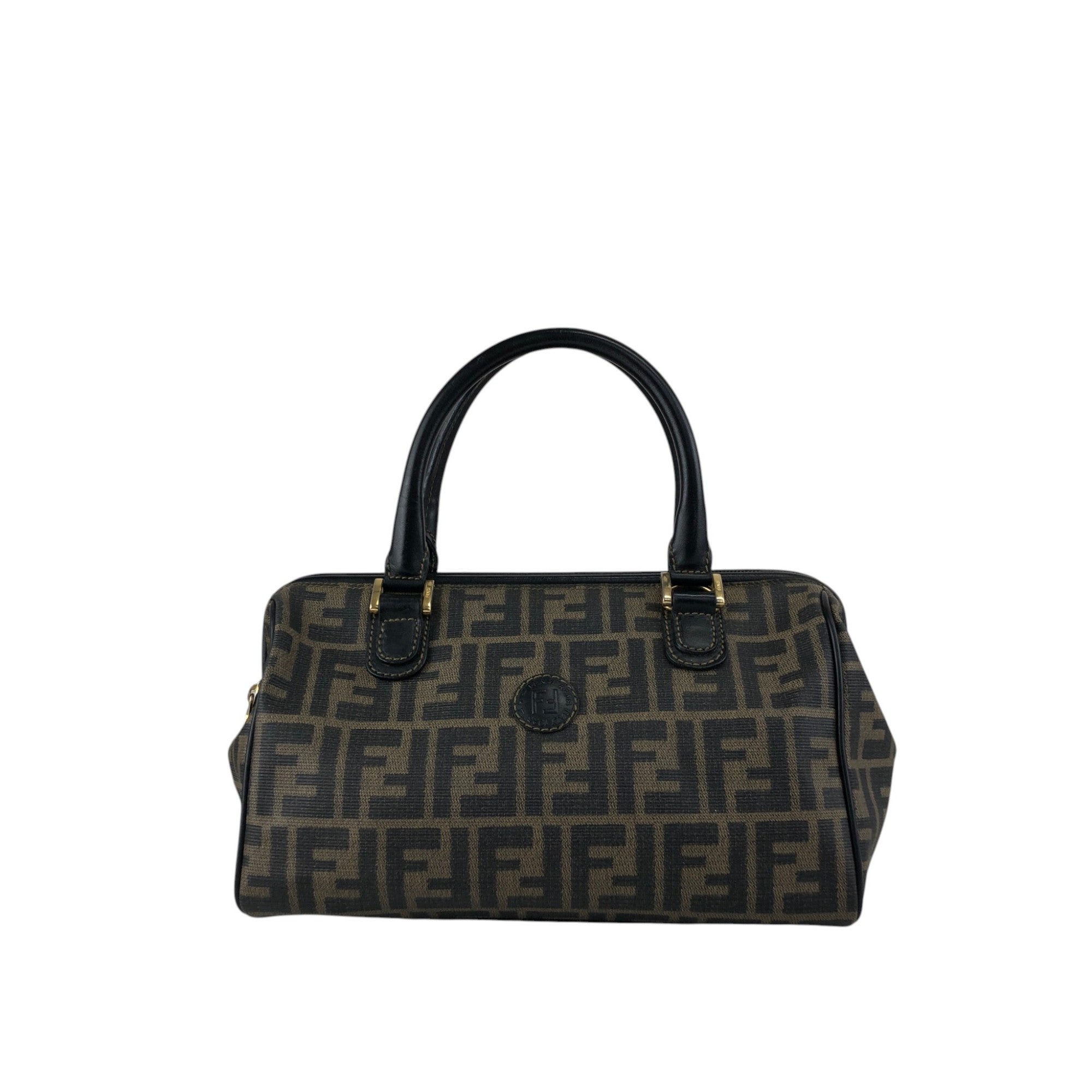 FENDI Zucca Logo Small Boston bag Handbag Black Vintage cf6xpb