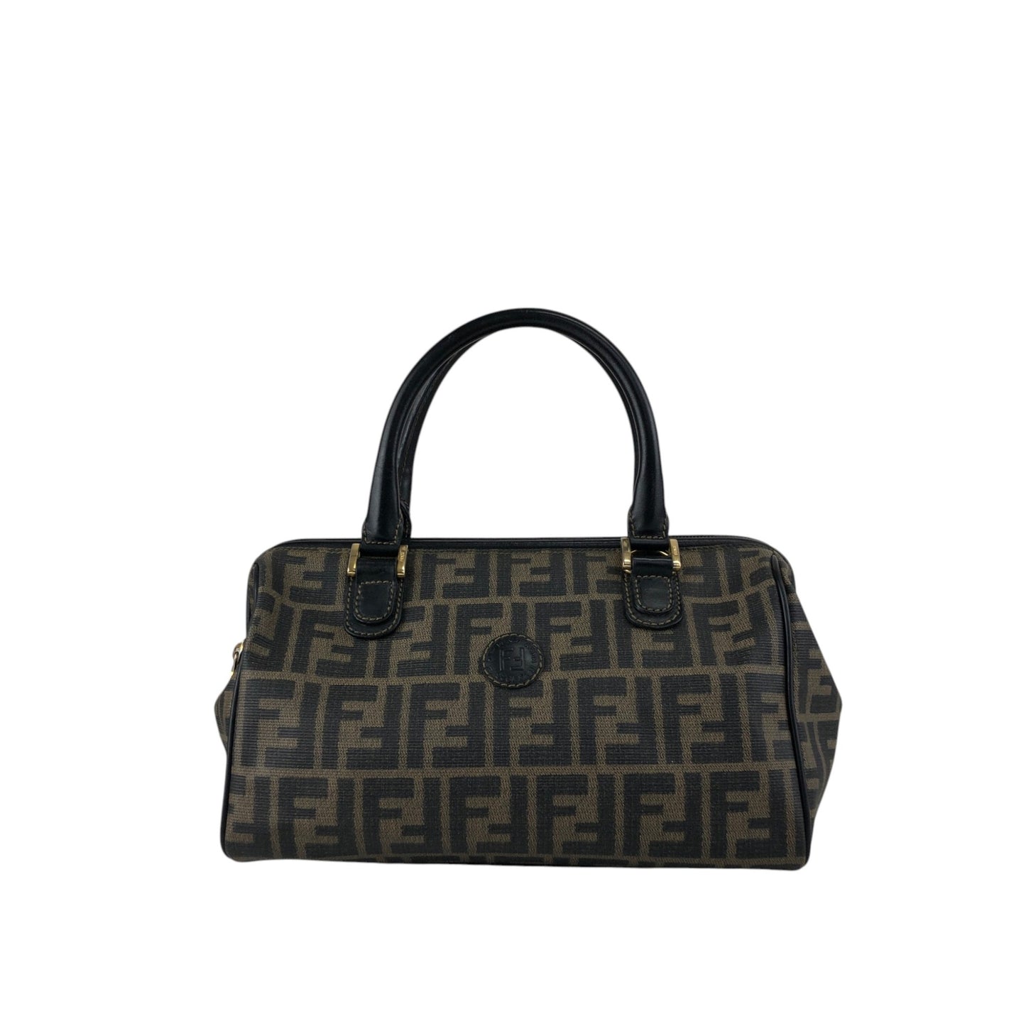 FENDI Zucca Logo Small Boston bag Handbag Black Vintage cf6xpb