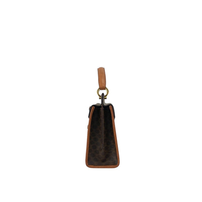 CELINE Macadam Gancini Two-way Handbag Shoulder bag Brown Vintage kgm5ej