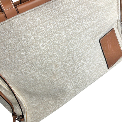 LOEWE Logo Handbag Totebag Beige×Brown Vintage 3yst46