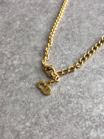 Christian Dior Logo Charm Necklace Gold Vintage 5bheey