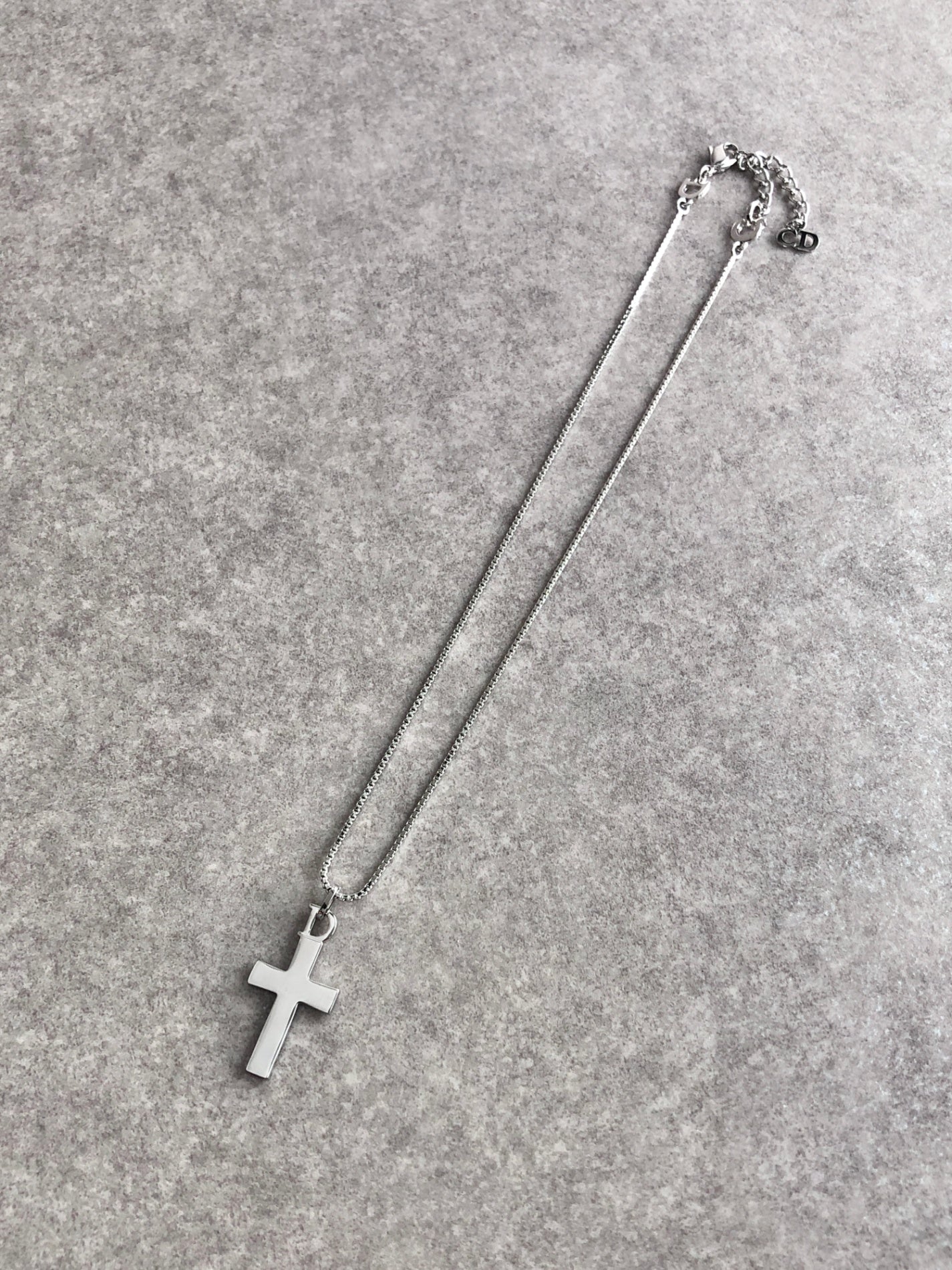 Christian Dior Cross Motif Necklace Silver Vintage pskcsi