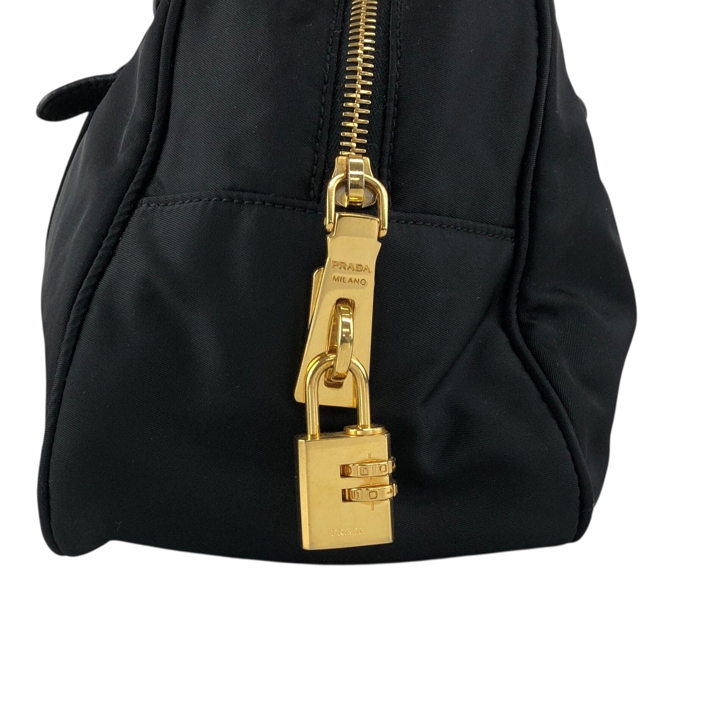 PRADA Logo Two-way Small Boston bag Shoulder bag Black Vintage is5a6n