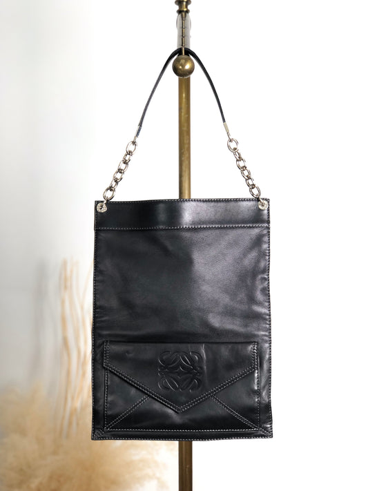 LOEWE Anagram Chain Totebag Black Vintage yutn3y