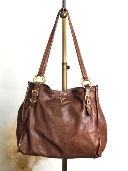 PRADA Logo Totebag Brown Vintage sznhvb