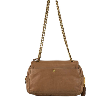 PRADA Logo Front Buckle Chain Shoulder bag Brown Vintage gkm4zp