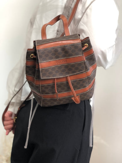 CELINE Macadam Logo Backpack Brown Vintage 32j7rc