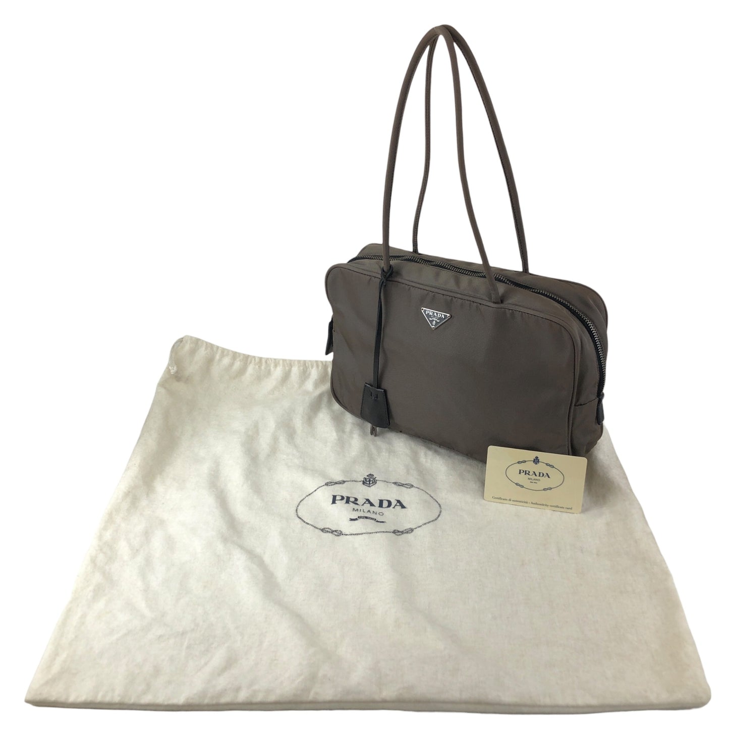 PRADA Tessuto Triangle Logo Totebag Gray Vintage 687jiy