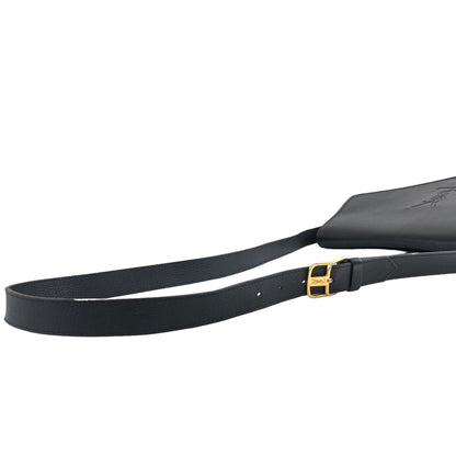 Yves Saint Laurent YSL Logo Stitch Leather Shoulder bag Black Vintage  njbegc