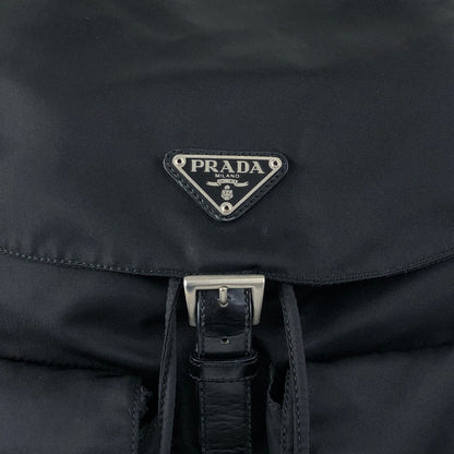 PRADA Tessuto Triangle Logo Double Pocket Backpack Black Vintage scciib