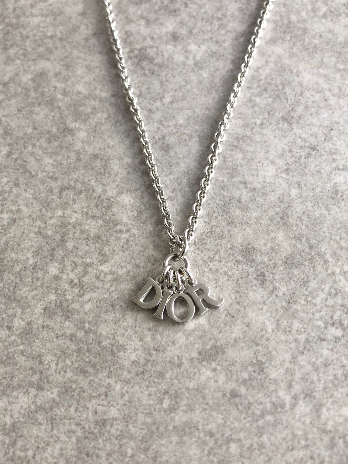Christian Dior Logo Motif Necklace Silver Vintage 7uav88