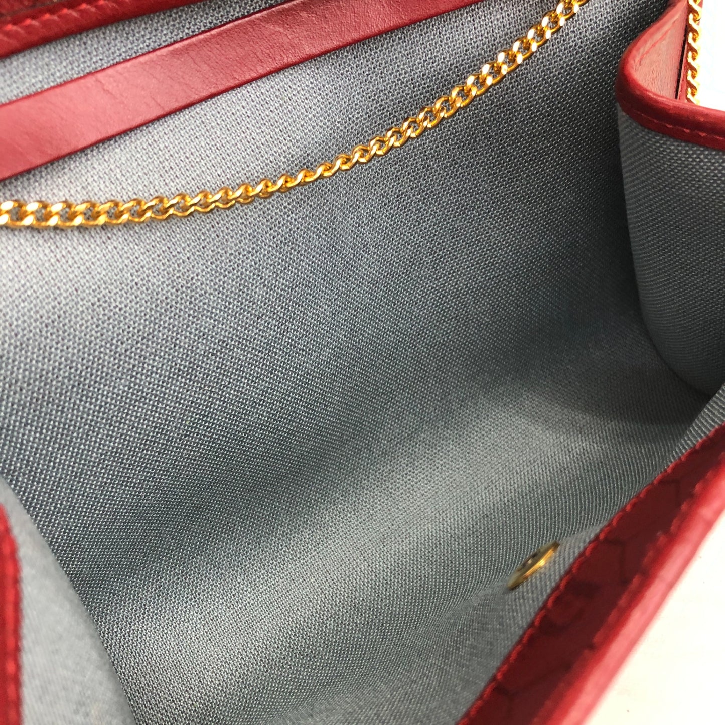 Christian Dior Honeycomb Pattern Logo Chain Shoulder bag Red Vintage u8temv