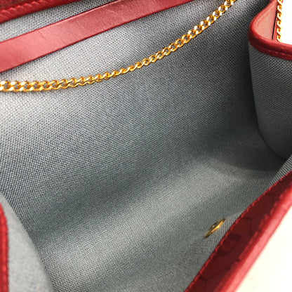 Christian Dior Honeycomb Pattern Logo Chain Shoulder bag Red Vintage u8temv