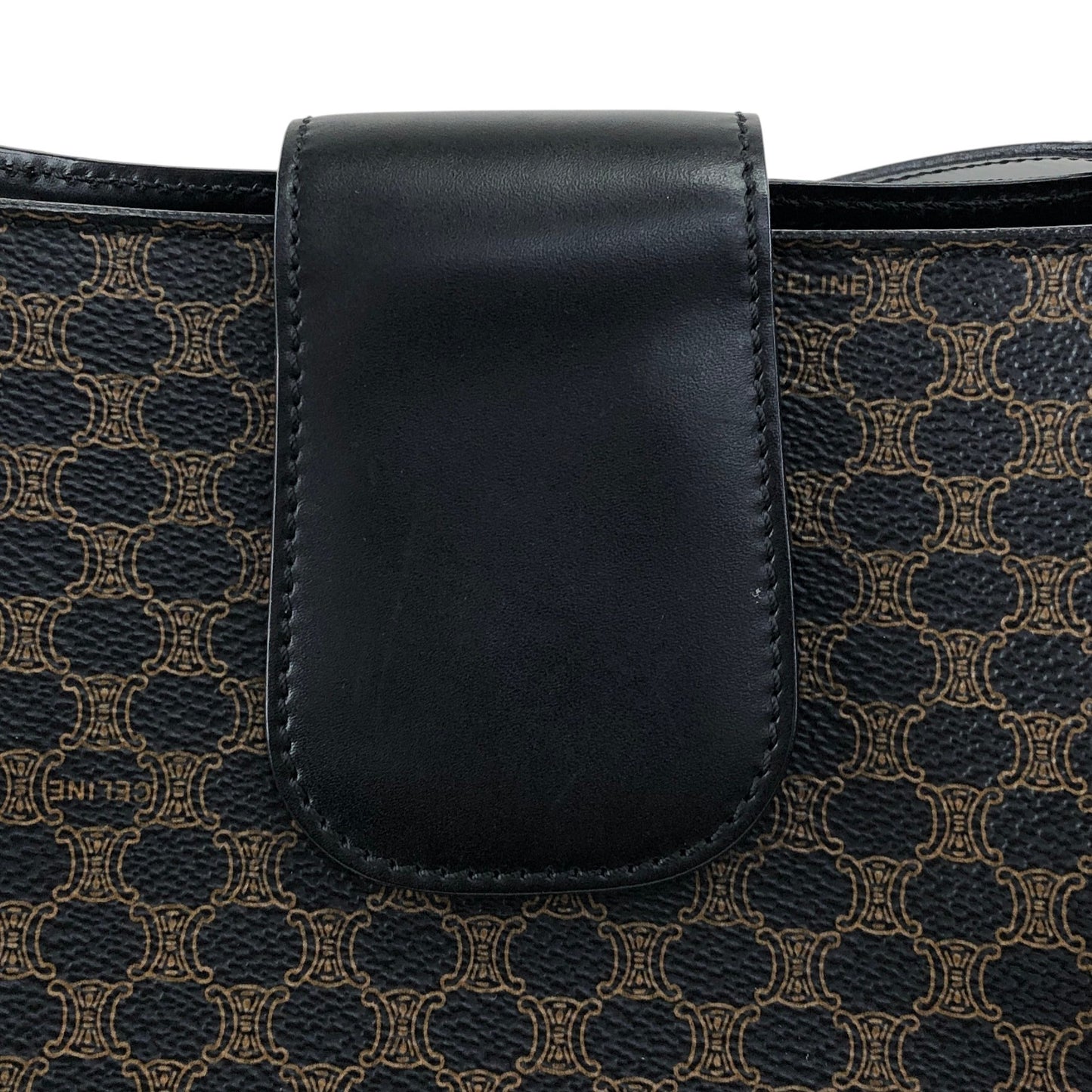 CELINE Macadam Toggle Clasp Shoulder bag Black Vintage fphffk