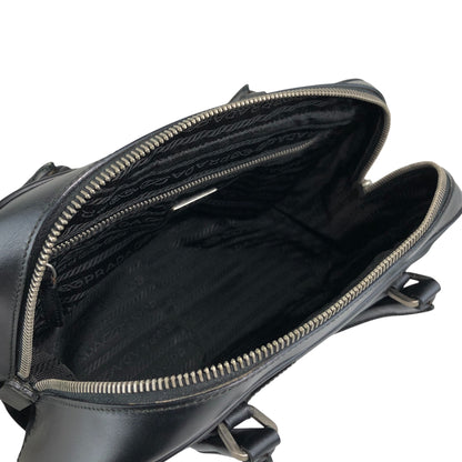 PRADA Tessuto Triangle Logo Small Boston bag Handbag Black Vintage ezhmex