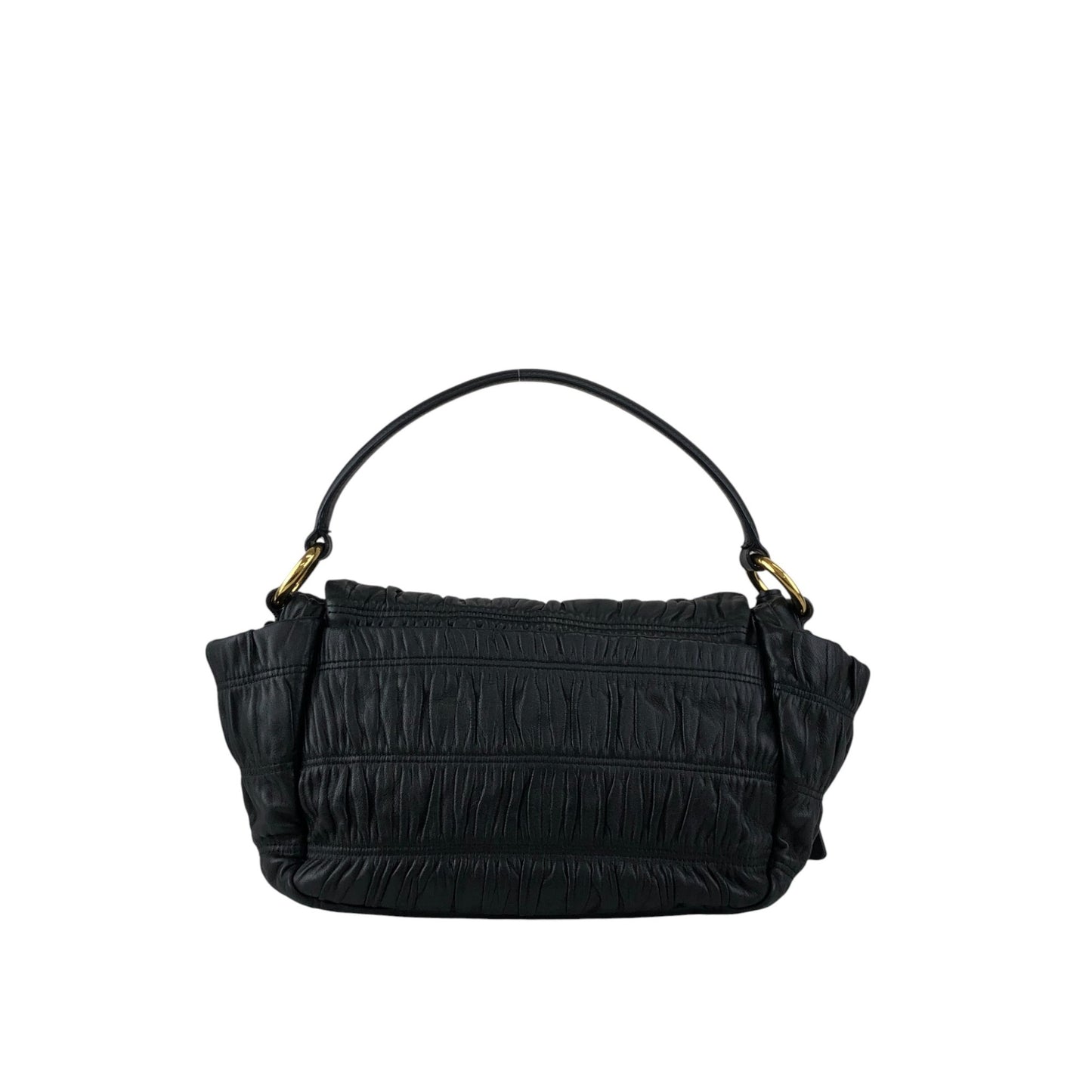 PRADA Logo Front Lock Two-way Handbag Shoulder bag Black Vintage zdrec3