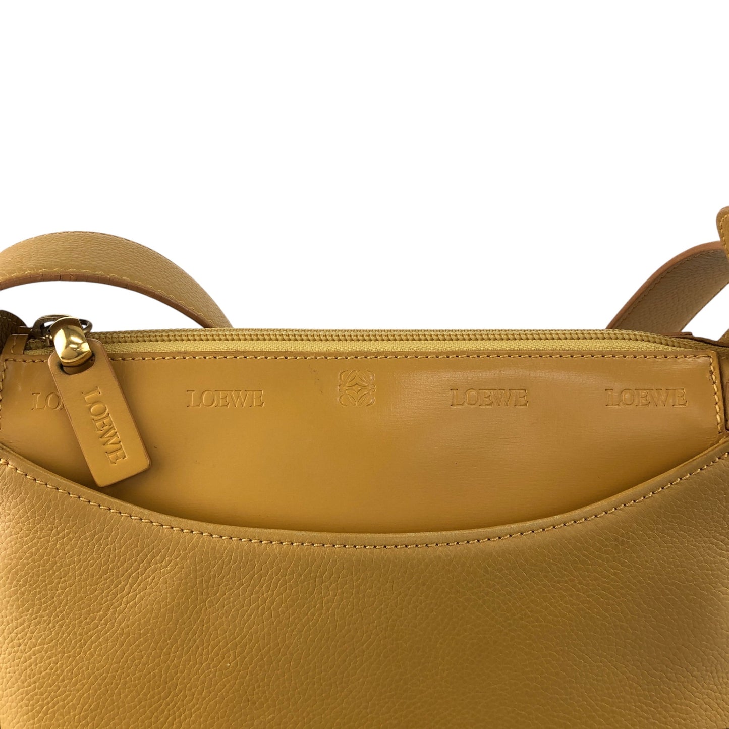 LOEWE Logo Embossed Shoulder bag Yellow Vintage uwdr5a