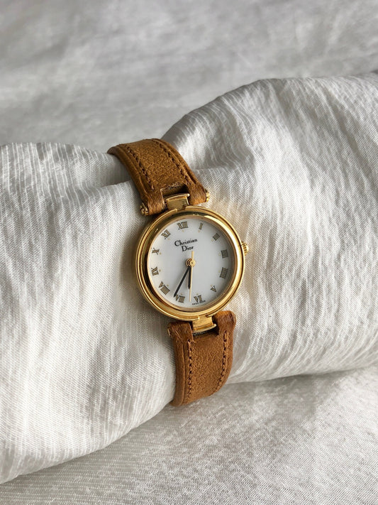 Christian Dior Logo Watch Brown Vintage et3knr
