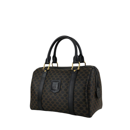 CELINE Macadam Blason Small Boston bag Handbag Black Vintage 5whgfy
