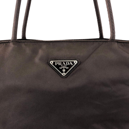 PRADA Tessuto Triangle Logo Totebag Brown Vintage nda4br