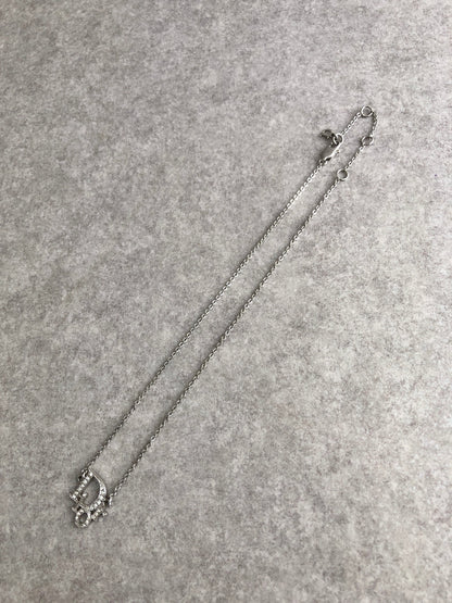Christian Dior Logo Motif Necklace Silver Vintage 4pcr23