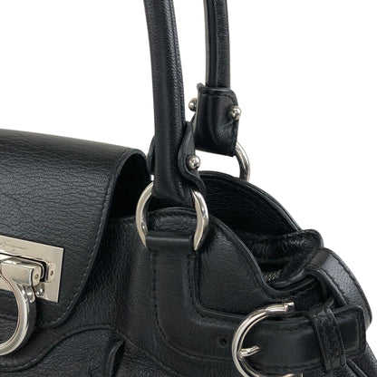 Salvatore Ferragamo Gancini Handbag Black Vintage mfbzax