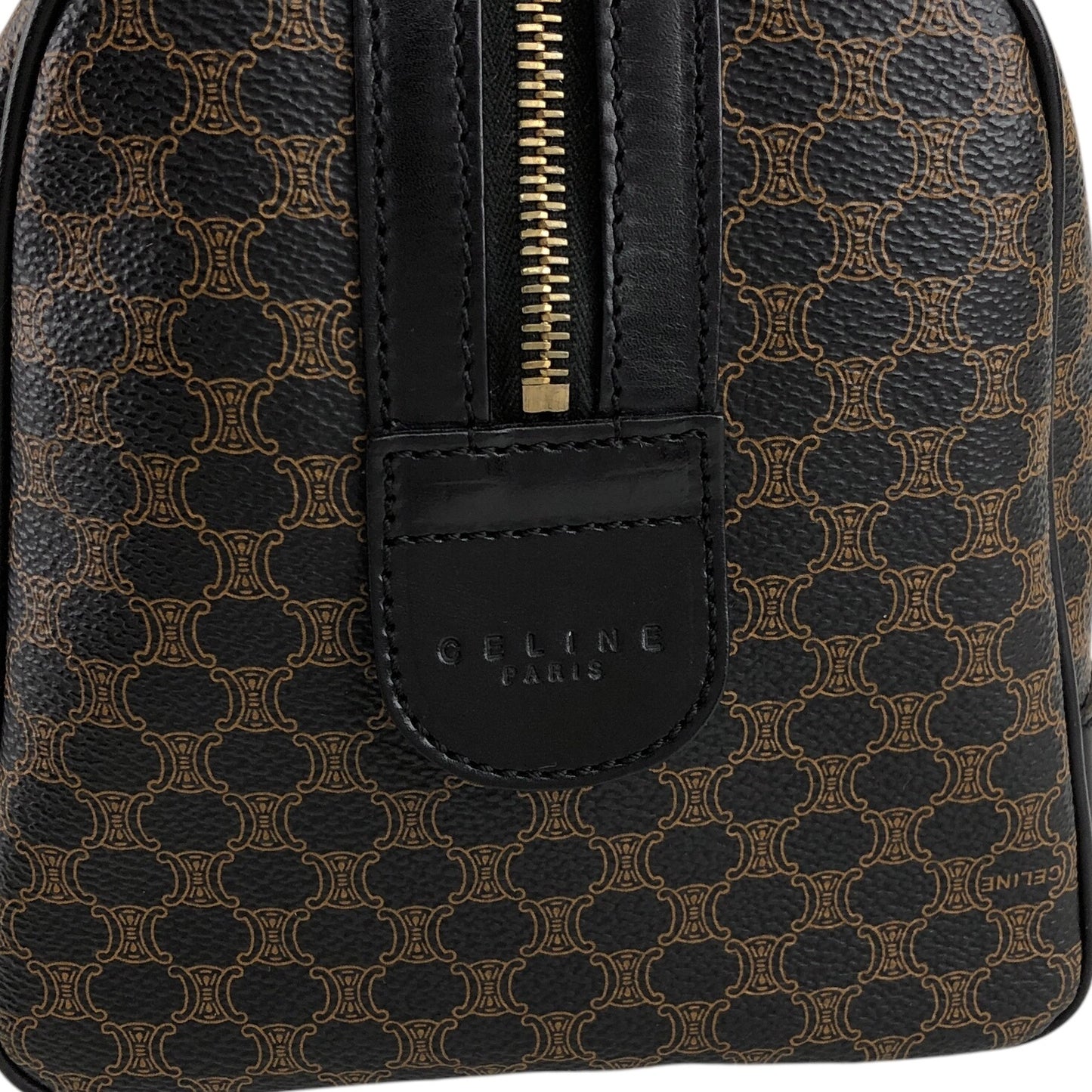 CELINE Macadam Blason Two-way Handbag Shoulder bag Boston bag Black Vintage a68hfi