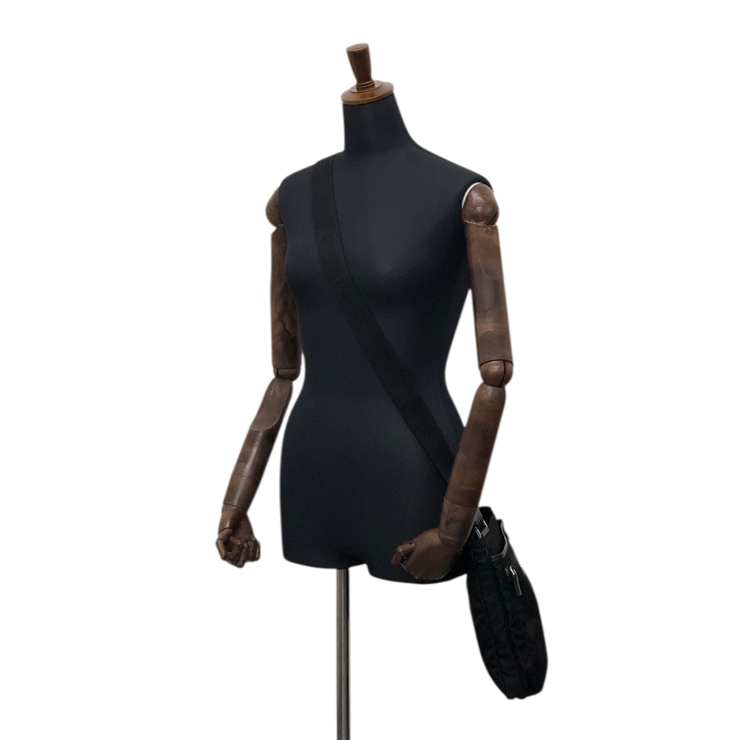 PRADA Tessuto Triangle logo Shoulder bag Black Vintage 4i8cr5