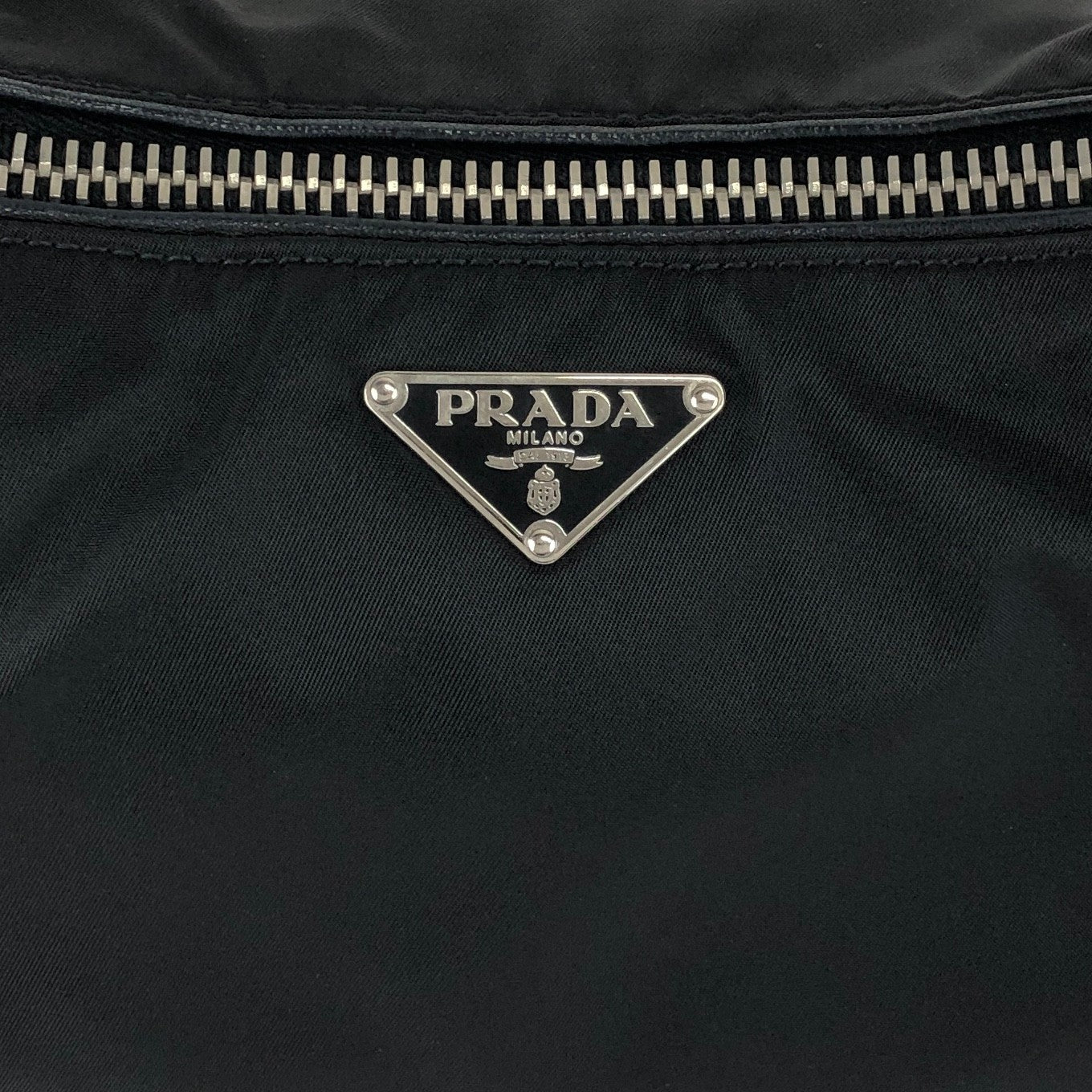 PRADA Tessuto Triangle Logo Shoulder bag Hobobag Black Vintage hub83u