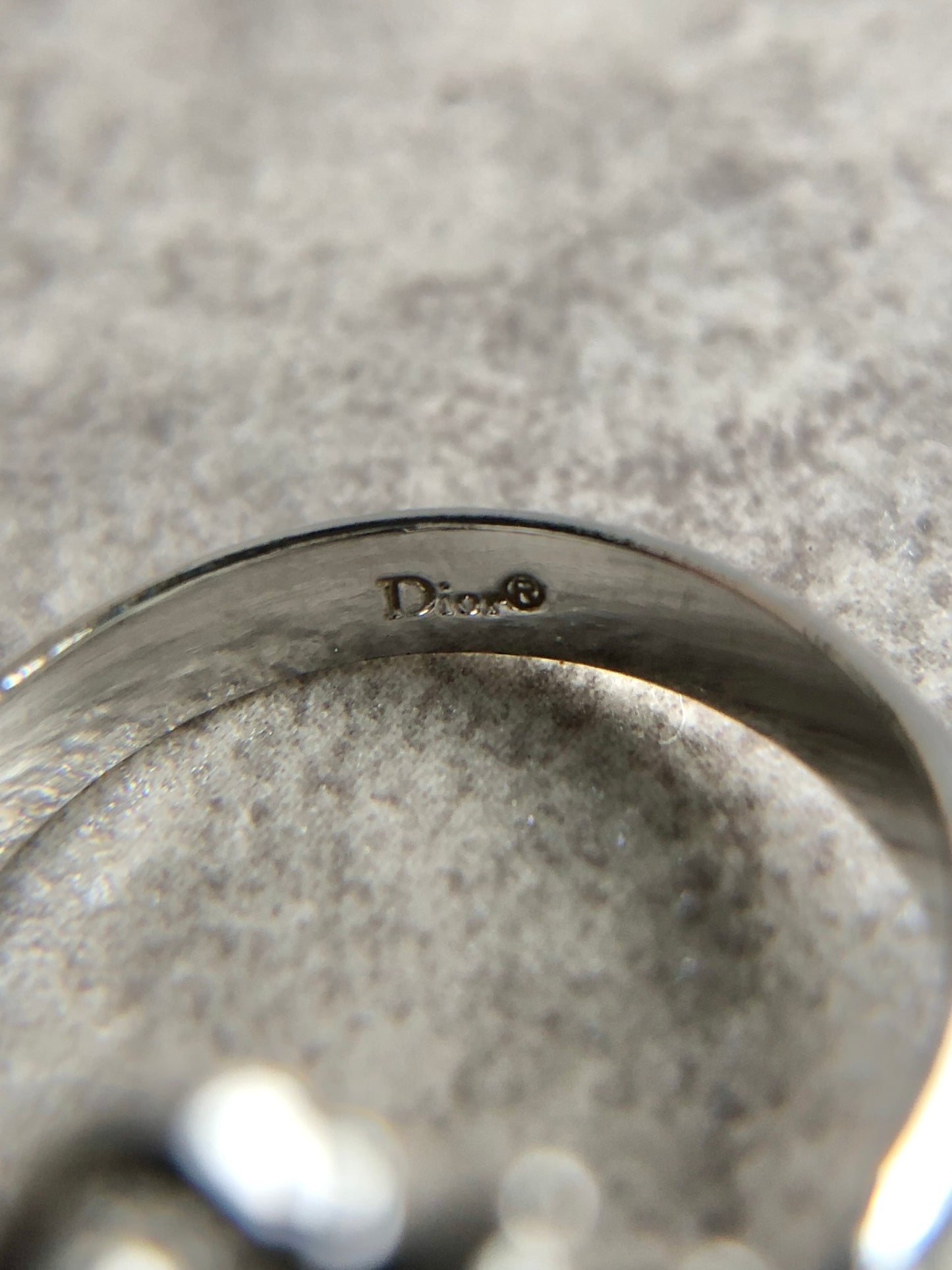 Christian Dior Logo  Motif Ring Silver Vintage mdau5a