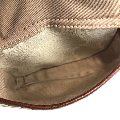 CELINE Paris Macadam 帆布皮革肩背包斜背包米色復古 xc3b36 