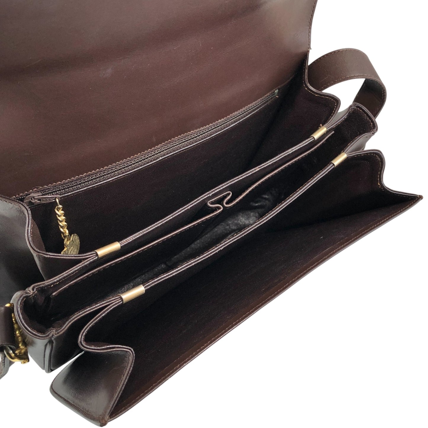 CELINE Horse Bit Flap Shoulder bag Brown Vintage 7atjbx