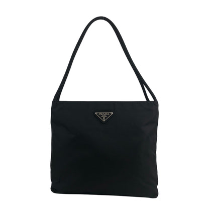 PRADA Triangle Logo Handbag Black Vintage sfzwud