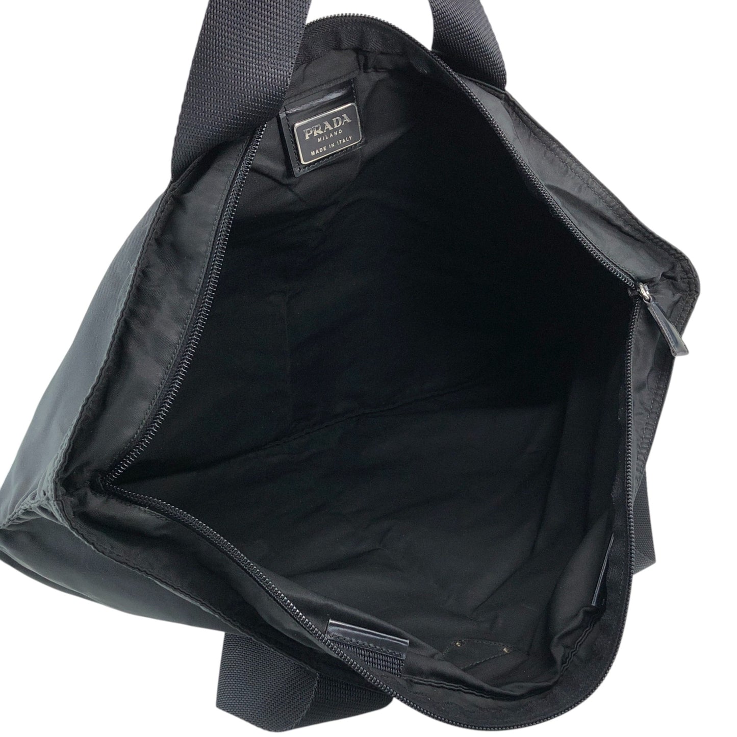 PRADA Tessuto Triangle Logo Handbag Totebag Black Vintage crng7f